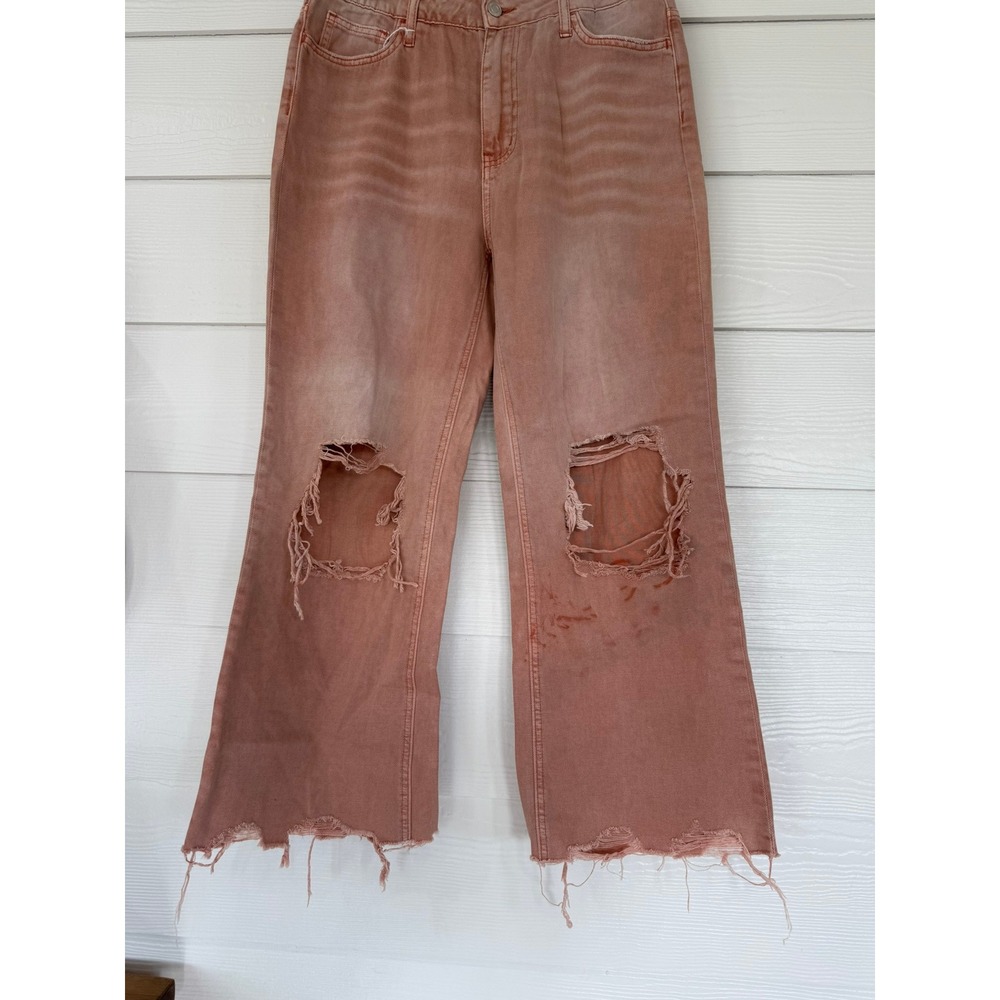 #D- 024- Vervet Pink Distressed Wide Leg High Rise Jeans V2736BM Womens 29 - Picture 3 of 9